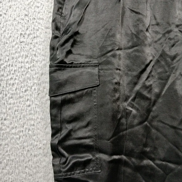 Banana Republic High-Rise Tapered Satin Cargo Pant Black Size 14 Cupro [PO] - Picture 5 of 10